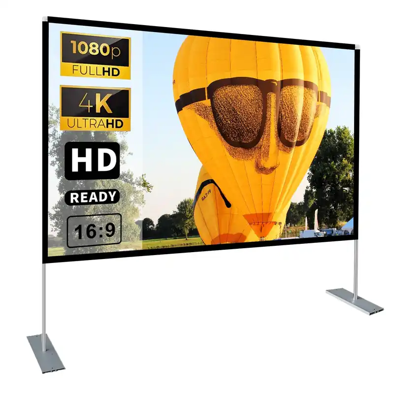 Projector Screen with Stand 100 inch 16 9 HD 4K Outdoor Projector Screen for Home Theater 3D Fast-Folding Portable Projection Screen Indoor Legs and Carry Bag Projector Movie Screen Wrinkle-Free