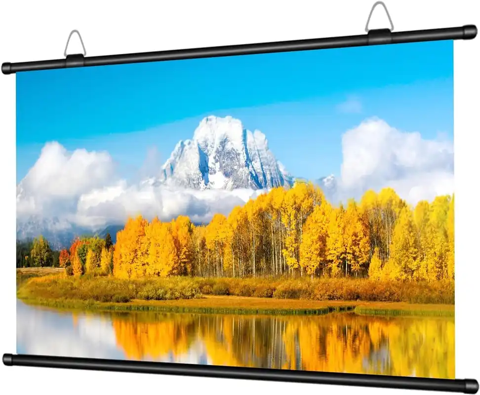 110 inch Projector Screen, XIAOHUI Portable Movie Projector Screen for Outdoor Indoor with 3 pcs Adhesive Hook, 4K Hanging Projection Screen for World Cup Room Wall, Anti-Glare, 16 9 HD