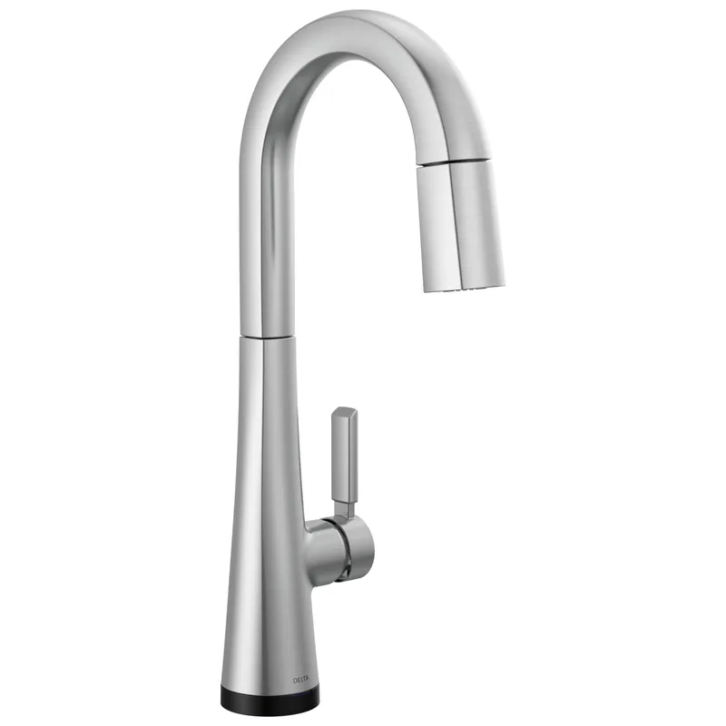 Delta Faucet Monrovia Touchless Bar Faucet with Touch Technology, Brushed Nickel Pull Down Prep Sink Faucet, Lumicoat Arctic Stainless 9991TL-AR-PR-DST