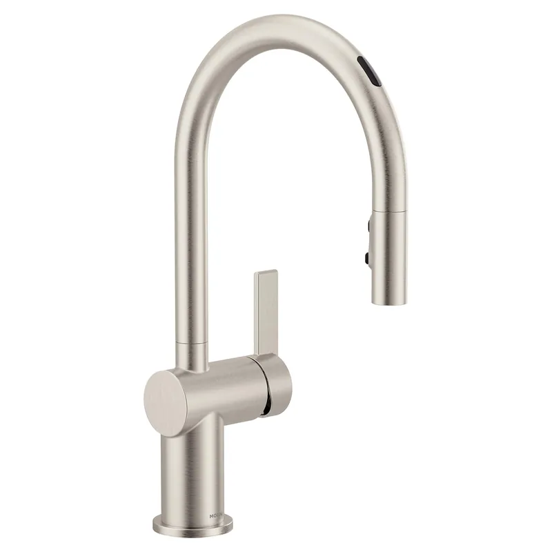 Moen 7622EVSRS Cia Smart Faucet Touchless Pull Down Sprayer Kitchen Faucet with Voice Control and Power Boost, Includes Optional Chrome Accents, Spot Resist Stainless