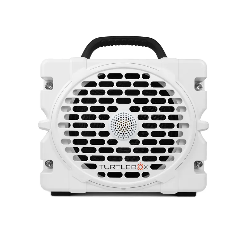 Turtlebox Grande Loud! Outdoor Portable Bluetooth 5.4 Speaker Rugged, Waterproof, Ultra-Portable Plays to 126db, Deep Bass, Shockproof, Unlimited Pairing for Full Stereo Experience, White