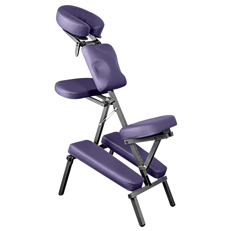 NRG Grasshopper Portable Massage Chair - Fully Adjustable Seat, Chest Pad, Head Cradle and Arm Supports - Lightweight Chair, Compacts for Easy Transport - Carrying Case Included - Color Purple