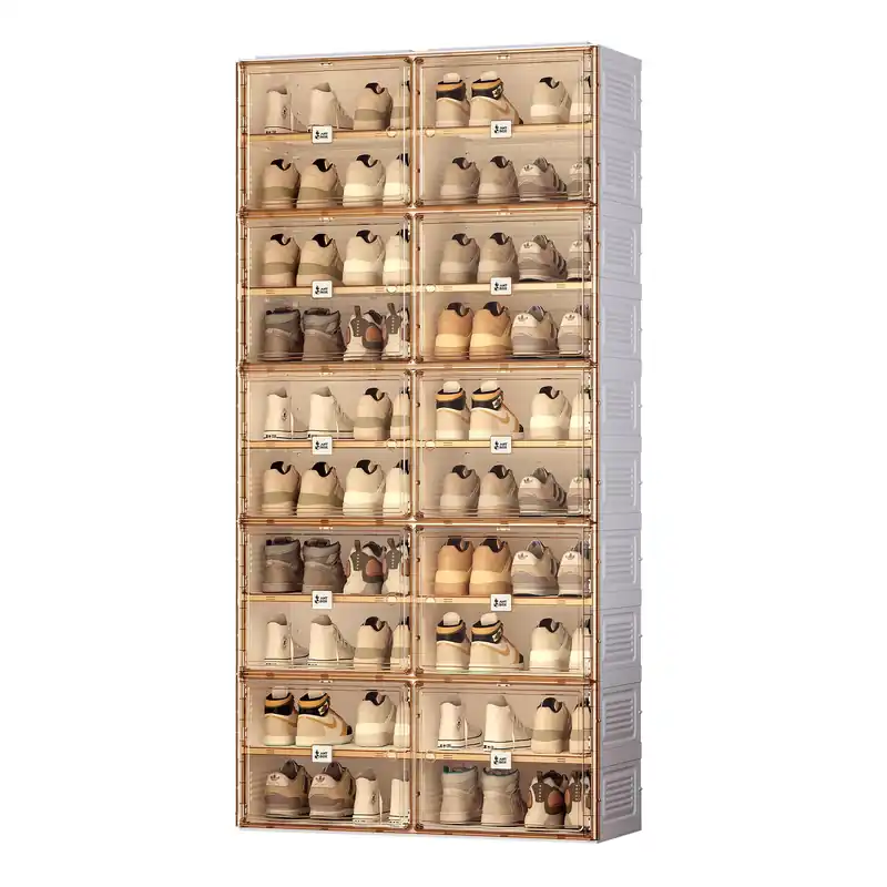 ANTBOX Portable Shoe Rack Organizer for Closet Entryway, Stackable Sneaker Storage Shoe Cabinet with Magnetic Clear Door, Large Plastic Storage containers Bins with Lids 10 Tiers 40 Pairs