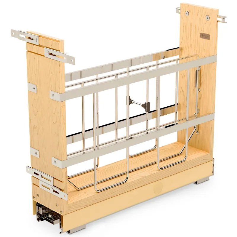 Rev-A-Shelf 5" Pullout Wooden Bakeware Organizer Shelf for Base Kitchen Cabinets w/ Soft-Close and 100 Pound Ball-Bearings, 447-BCBBSC-5C