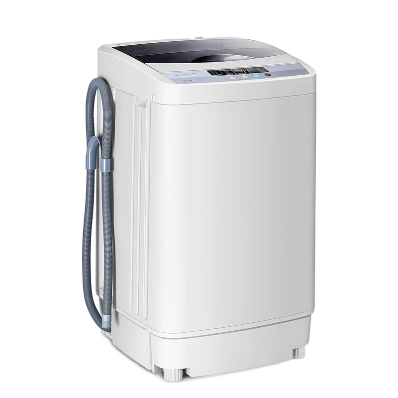 Giantex Washing Machine Portable Compact 12lbs Capacity Full-Automatic W/Drain Pump,10 programs 8 Water Level 1.34 Cu.ft Cloth Washer and Spinner