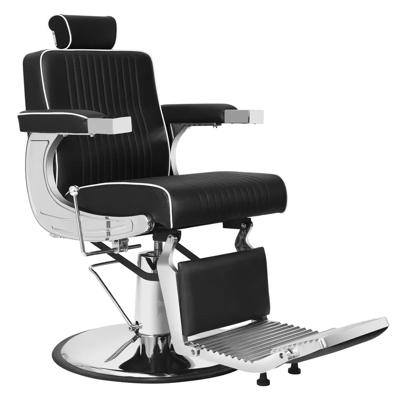 Hicomony Heavy Duty Barber Chair Hydraulic Hair Salon Chairs for Hair Stylist Tattoo Armchair Beauty Equipment Black Silver