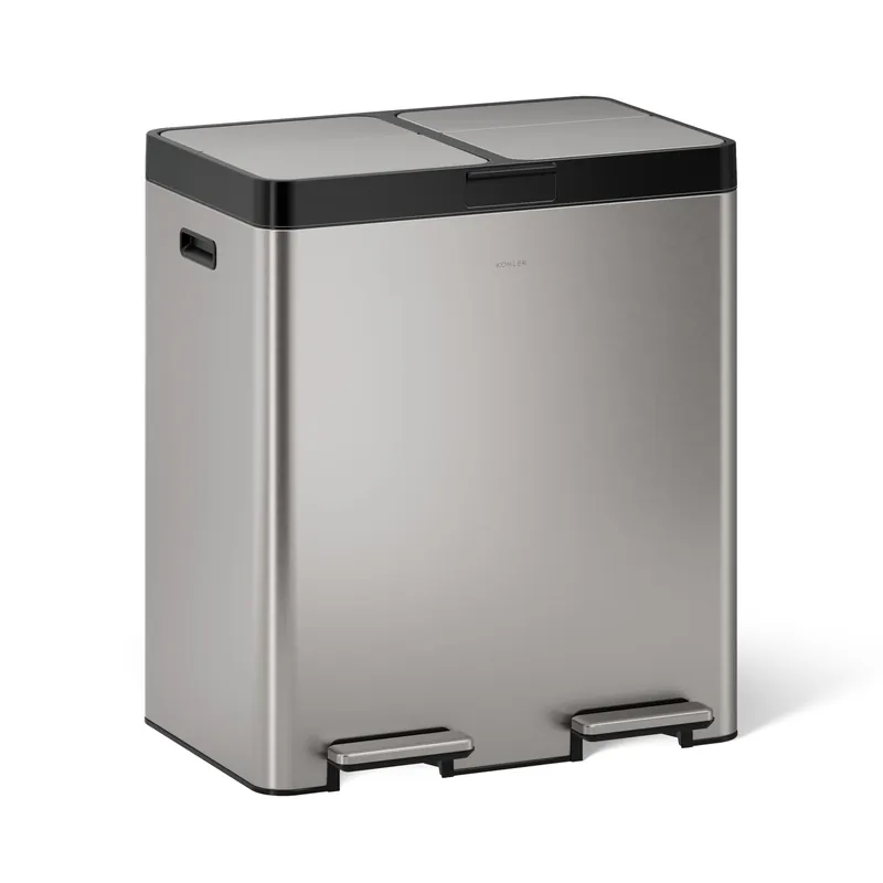 Kohler K-23828-ST 82-Liter Stainless Steel Dual-Bin Step Trash Can, Fingerprint Resistant, Soft-Close Lid, Kitchen or Office