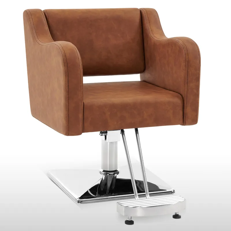 BarberPub Classic Salon Chair for Hair Stylist,Hydraulic Barber Styling Chair,Beauty Salon Spa Equipment 3802 (Brown)