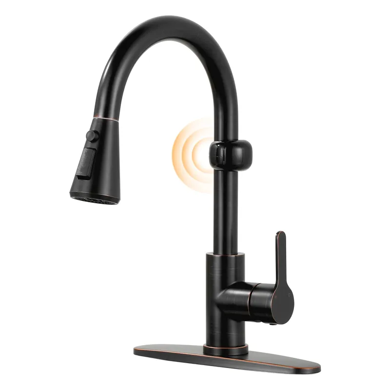 Touchless Kitchen Faucet Motion Sensor - Activated Smart Hands Free Kitchen Faucets with Pull Down Sprayer Single Handle Kitchen Sink Faucet, Oil Rubbed Bronze