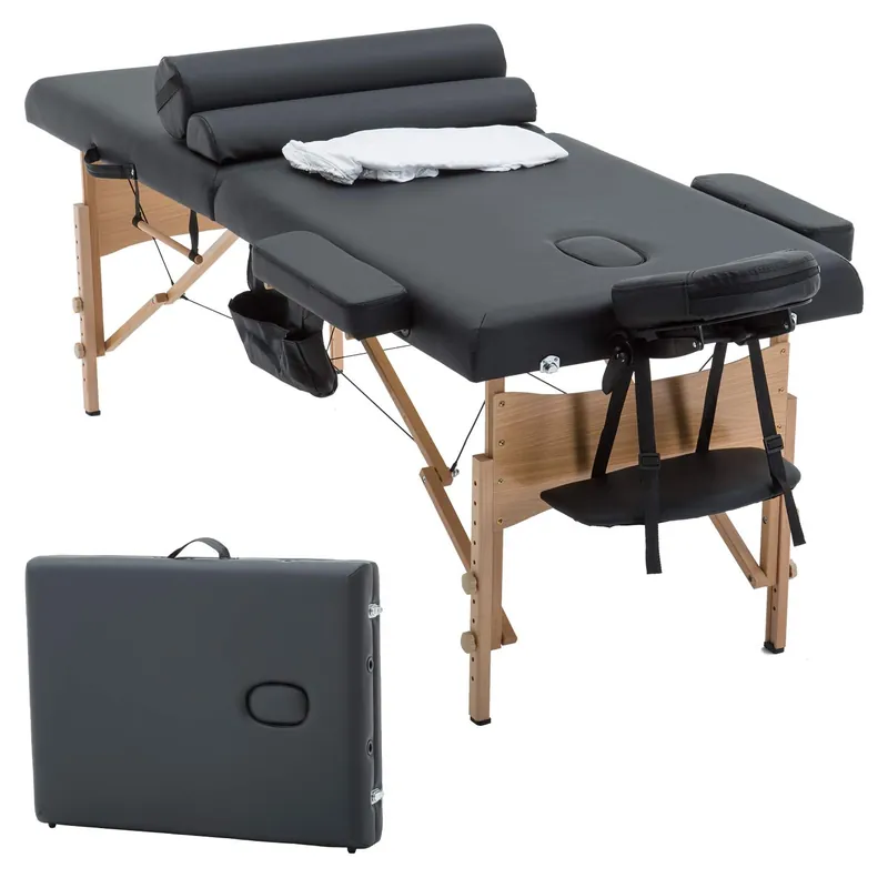 BestMassage Table Massage Bed Spa Bed 73 Inch Heigh Adjustable 2 Folding Portable Massage Table W/ Carry Case Salon Bed