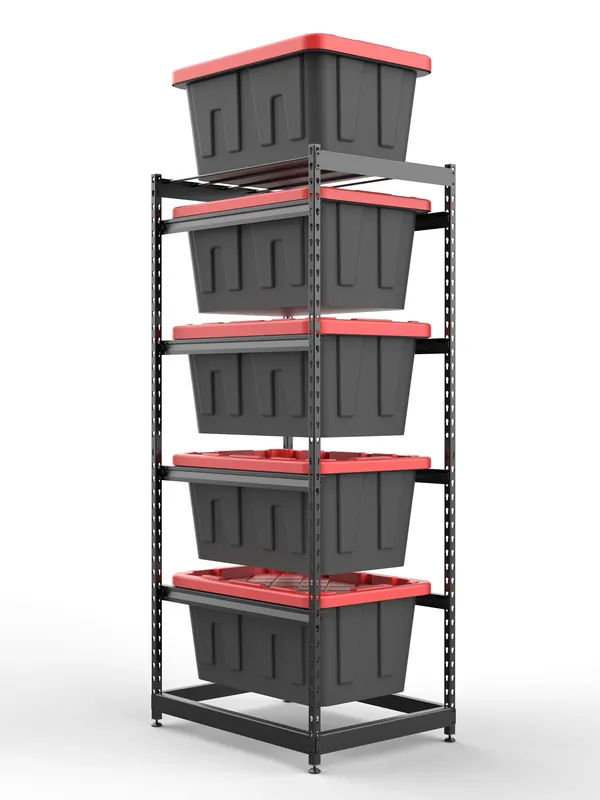 27 Gallon Storage Bin Rack Organizer, Heavy-Duty Tote Storage Rack, 5-Tier Standing Storage Bin Shelves, 250 lb Capacity, Maximize Space for Garage, Warehouse, Utility, 2 Pack (Totes Not Included)