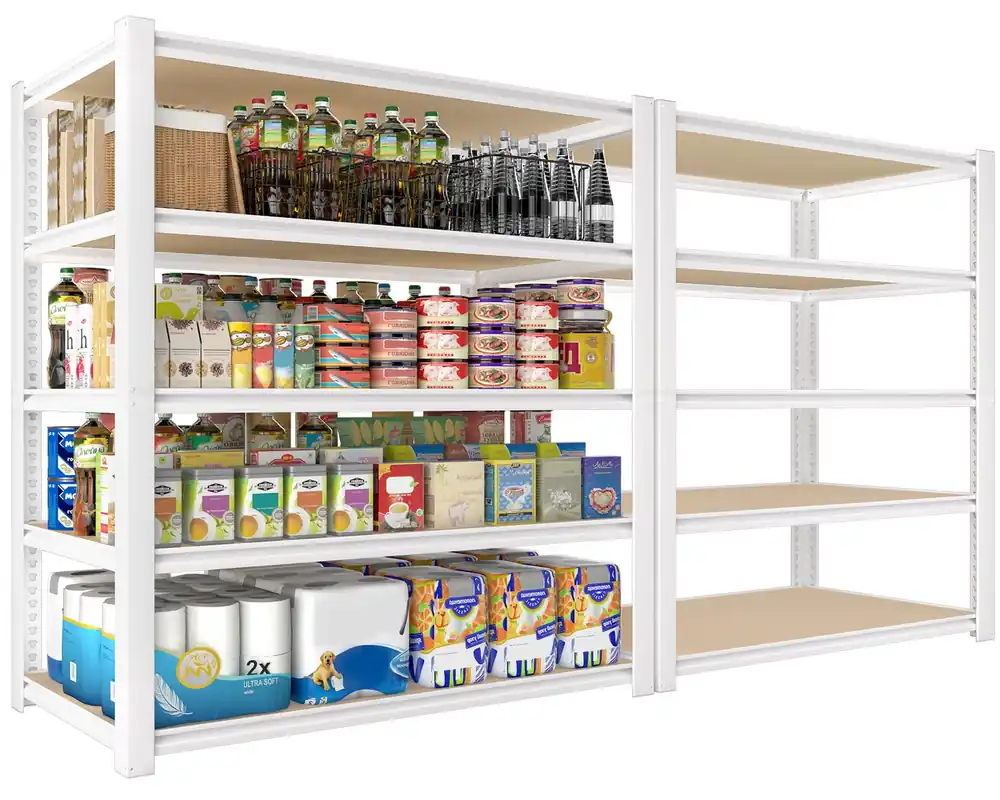PrimeZone 2 Packs 36" W x 16" D x 72" H Closet Storage Shelves - 5 Tier White Metal Connector Shelving, Adjustable Heavy Duty Garage Shelves, Utility Rack Organizer Shelf for Kitchen Pantry Garage