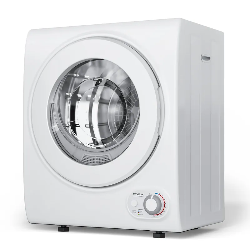 ROVSUN 110V Portable Clothes Dryer, High End Laundry Front Load Tumble Dryer Machine with Stainless Steel Tub & Simple Control Knob for Apartment, Dorm-850W, White