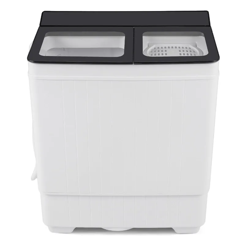 COSTWAY Portable Washing Machine, Twin Tub Lbs Capacity with Built-in Drain Pump, Lbs Washer and Lbs Spinner with Timer Control, Laundry Machine Perfect for Apartment Dorm RV (Grey+White,26 LBS)