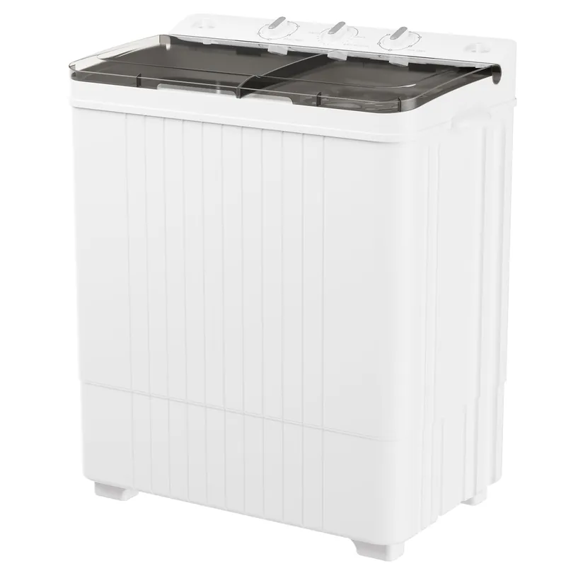 Omelaza Portable Washing Machine, Twin Tub 28 Lbs Capacity Laundry, Mini Compact Washer and Spin Dryer Combo with Spin Cycle for Home, RVs, Apartment, Grey
