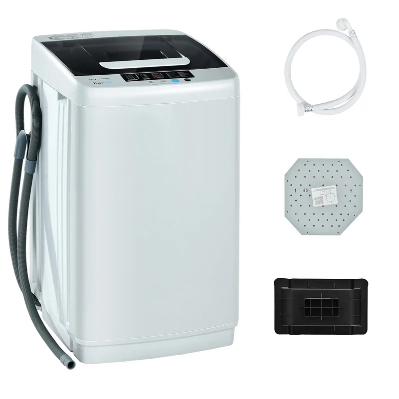 COSTWAY Portable Washing Machine, 2-in-1 Laundry Washer and Spin Combo with 10 Programs, 8.8lbs Capacity, Drain Pump and LED Display, Full Automatic Washer for Apartment, RVs, Dorm, Grey