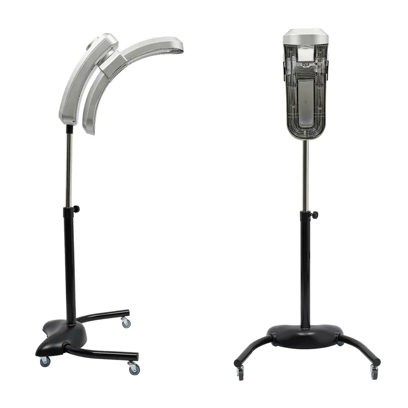 Standing Hair Dryer, Adjustable Vertical Hairdressing Heater, Professional Salon Equipment With Rolling Wheels 360ยฐ Rotating Head Intelligent Temperature & Time Control Adjustable Angle Silver