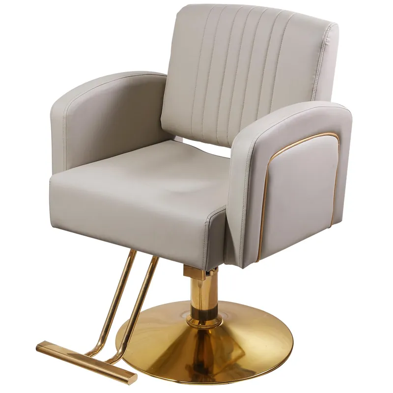 walnest Beige Salon Barber Chair for Hair Stylist Professional Styling Chair with Hydraulic Pump Swivel Adjustable All Purpose for Home Barbershop Beauty