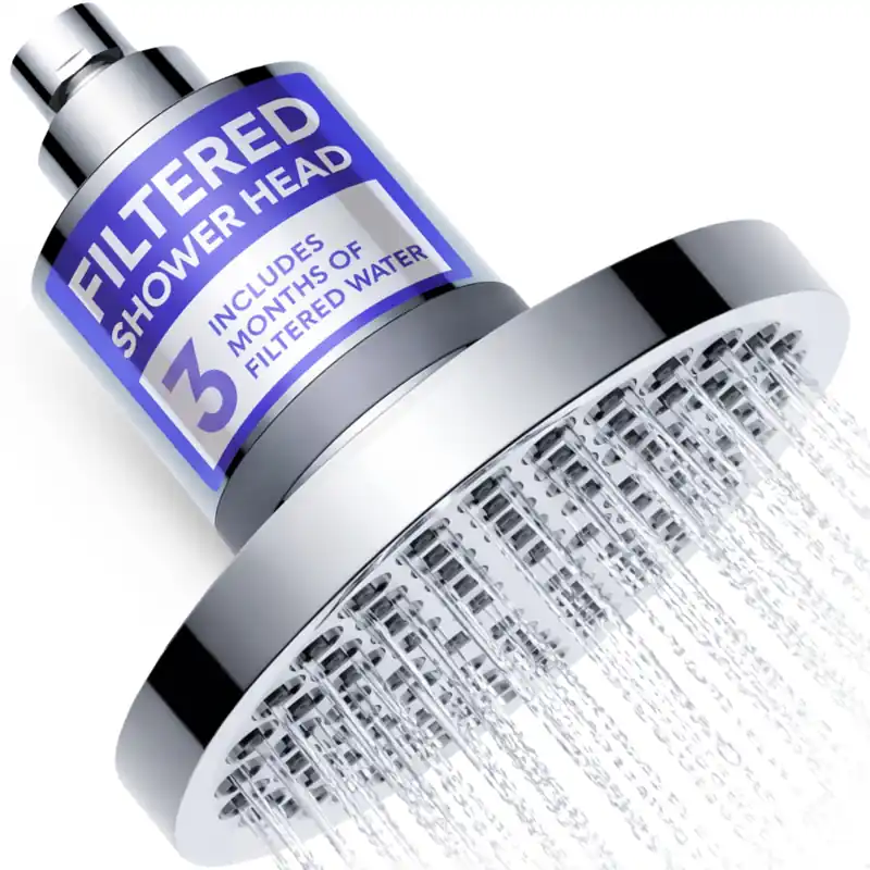 Evana Filtered Shower Head with Filters - Removes up to 99% Chlorine & Heavy Metals - High Pressure Shower Heads – Bathroom Accessories - Shower Filter - Rain Shower Head Filters - Chrome Showerhead