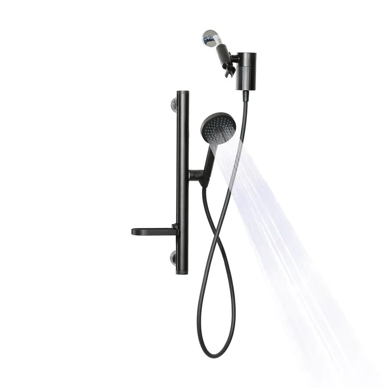 Sproos! - Shower Kit + Filter, Black - Slide bar, 3 Spray Functions Plus Pause, Extra Long 70 Inch Hose - Eco-friendly Materials - Easy DIY Installation - High Pressure Performance - Black