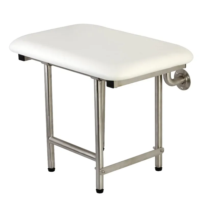 Kingston Brass KBSS2216P 22-Inch X 16-Inch Wall Mount Fold Down Shower Seat with Legs Support in Brushed Stainless Steel