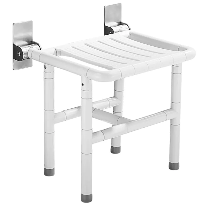Hafee grace 18.7” Drill-Free Foldable Shower Seat Wall Mounted, 660lb Heavy Duty Fold Down Chair, Fixed-Height for Elderly Home Care Bathroom