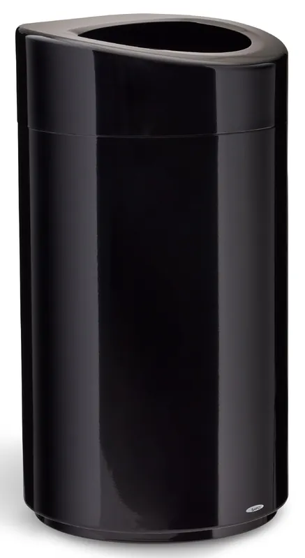 Safco Open Top Trash Can, 14 Gallon Stainless Steel, Modern Garbage Can for Indoor Use, Black