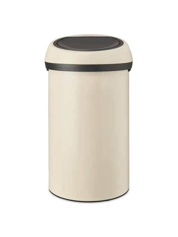 Brabantia 16 Gallon Large Kitchen Touch Top Trash Can (Soft Beige) Removable Lid, Soft-Touch Open Garbage Can