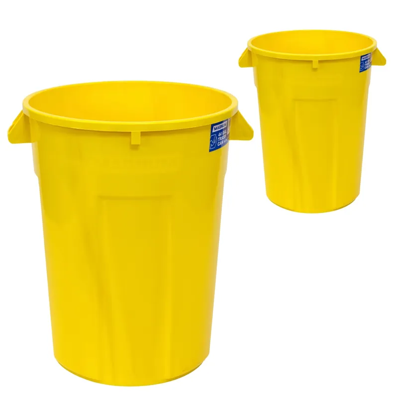 Magnum 44 Gallon Trash Can, High-Vis Yellow, Construction Grade, Heavy Duty Plastic, Jobsite Ready for Handling and Holding Garbage CMTC-C000-44Y02 (2 Pack)