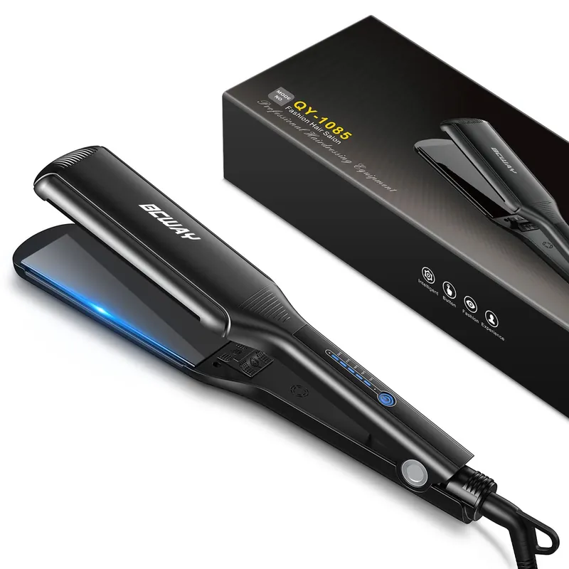 Bcway Professional Hair Straightener, 2.16‘‘ Extra-Large Floating Titanium Flat Iron, Anti-Static 30s Instant Heating Straightening Iron with 5 Adjustable for All Hair Types