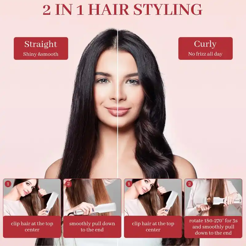 Hair Straightener, 1.38 Inch Flat Iron with Infrared and Ionic Technology, Titanium Plate with Ceramic Coating Dual Voltage Straightener with Heat-Resistant Silicone for All Hair Types