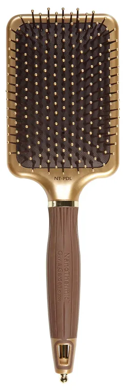 Olivia Garden Ceramic + Ion NanoThermic Styler Hair Brush - Daily Styling for All Hair Types - With Retractable Sectioning Pick, NT-PDL (Paddle)