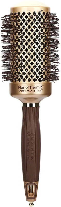 Olivia Garden NanoThermic Ceramic + Ion Round Thermal Hair Brush - Not Electrical - Professional Blowout Brush for Normal to Thick Hair, NT-54 2 1/8"