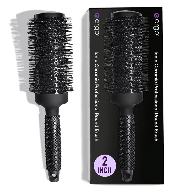 ERGO Ceramic Ionic Round Brush for Blow Out - Salon Quality Hair Brushes for Women - Roller Brush for Blow Drying, Wet and Dry Hair Styling, Volumizing Hair Care - ER53 2"