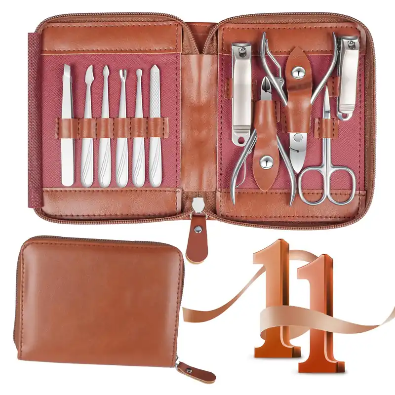 Manicure Set 11 in 1 Stainless Steel Nail Clippers for Men,Manicure Kit for Women,Nail Grooming Kit,Nail Clipper Set,Personal Care Tools