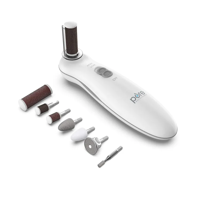 Pure Enrichment PurePedi Deluxe 10-Piece Pedicure Set - Professional at-Home Pedicure Kit with Attachments Cordless Nail File, Drill, Callus Remover, & Protective Cap - Easy to Use, Salon-Quality
