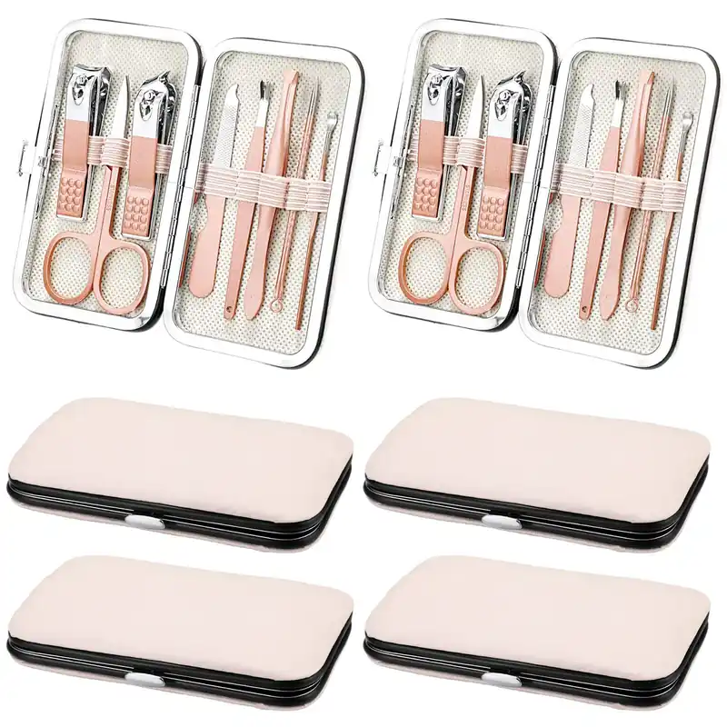 Hanaive 6 Set Manicure Set 48 Pcs Nail Clippers Pedicure Kit Gift for Mother‘s Day 8 in 1 Stainless Steel Grooming Kit Professional Nail Care Tools with Luxurious Travel Case for Men Women(Rose Gold)
