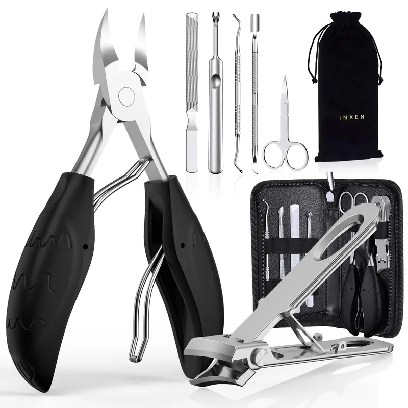 Toenail Clippers for Seniors Thick Toenails, Sharp Toe Nail Clippers Set for Men Women, Heavy Duty Fingernail Clipper Pedicure Tools for Feet, Professional Manicure and Pedicure Kit with Nail Scissors