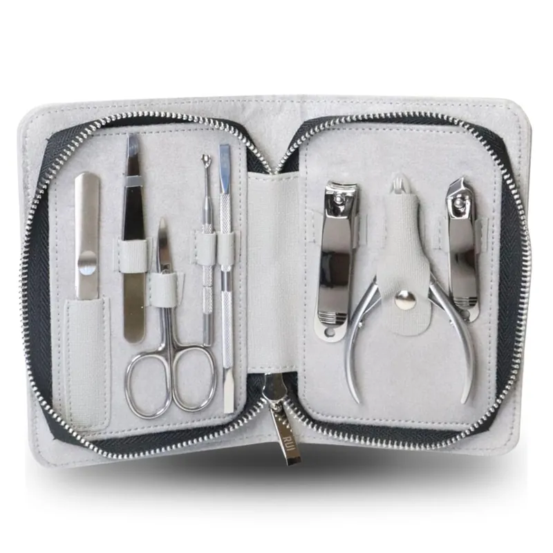 Rui Smiths Pro Stainless Steel 8-Piece Manicure Kit For Home And Salon With Professional Precision Cuticle Nipper And Metal Pusher Style No. 105
