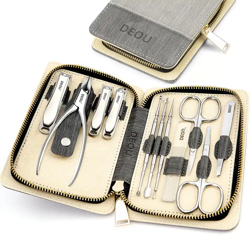 DEOU Manicure Sets Nail Clippers Stainless Steel Manicure and Pedicure kit Girls Professional Nail Files and Men‘s Grooming Scissors Tools for Home Personal Care or Gifts (Gray upgraded version)
