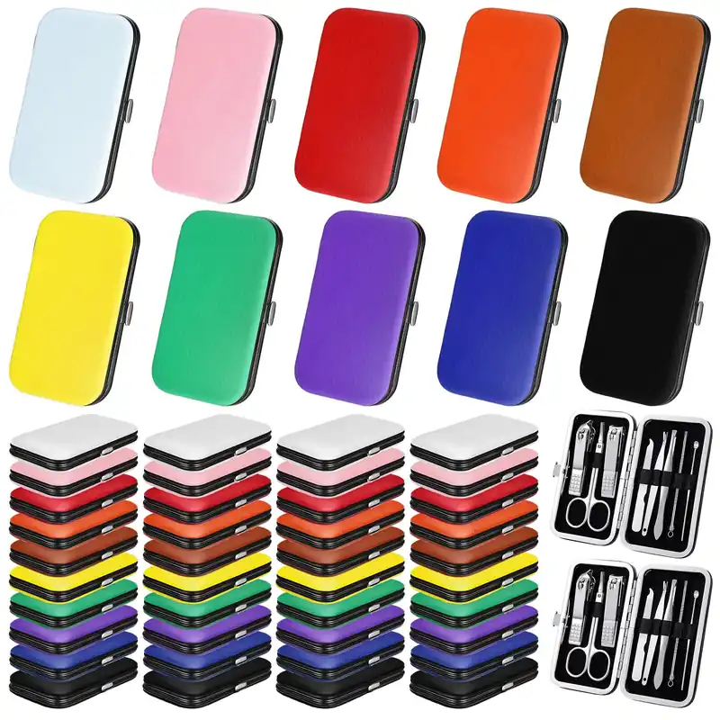 WILLBOND 50 Sets Manicure Set Bulk Gifts for Mother‘s Day, 8 in 1 Nail Clippers Kit with Travel Case for Father‘s Day, Nail Care Kit Stainless Steel Pedicure Grooming Tools for Family(Classic Style)