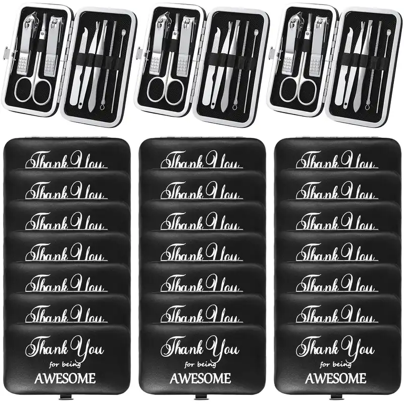 Therwen 24 Sets Mother‘s Day Gift Manicure Set Stainless Steel Nail Clippers 8 in 1 Grooming Nail Kit Employee Appreciation Gift Professional Pedicure Tool for Women Coworker Personal Care(Black)