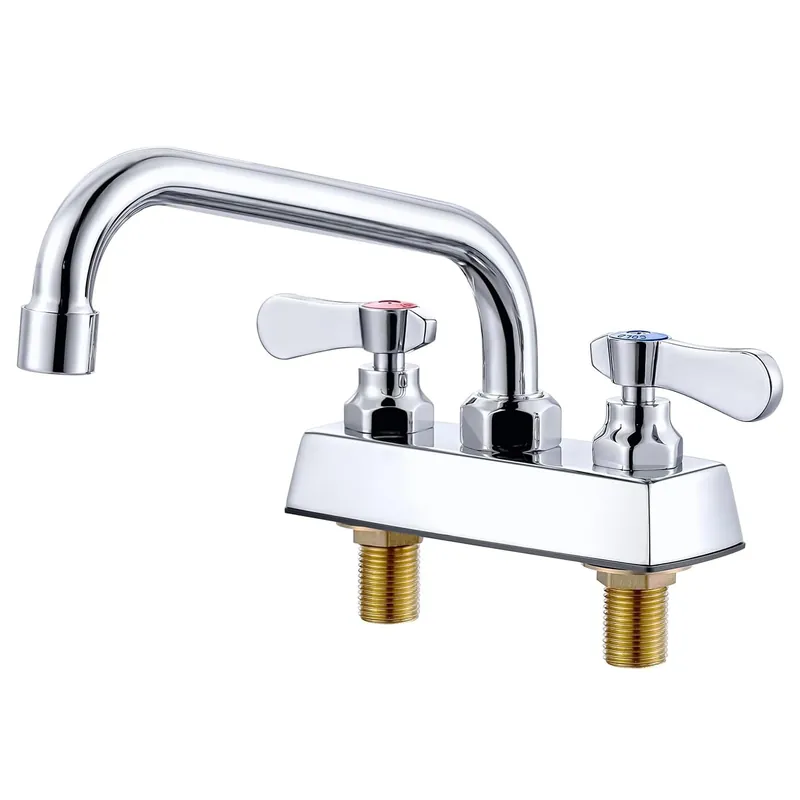 iVIGA Utility Laundry Sink Faucet,Laundry Room Faucets for Utility Sink 4 inch Center,8" Swivel Spout Laundry Tub Faucet with Hose Thread,Brass Construction Chrome Polished, for Bar Garden,Garage,RV
