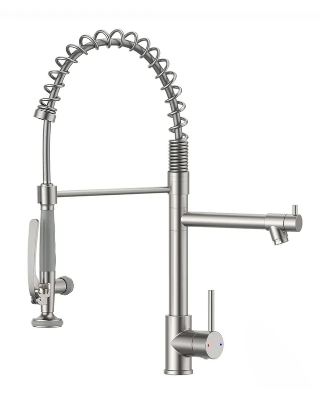 Fapully Commercial Pull Down Kitchen Sink Faucet with Sprayer Brushed Nickel