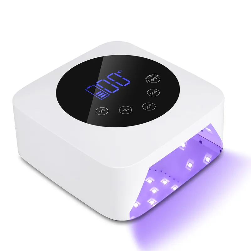 Kikugu Cordless UV LED Nail Lamp,72W Rechargeable Nail Dryer for All Gel Nails with 5 Timers & Mirror Base,Touch Control & Auto Sensor,Ideal for Training,Nail Art Pratice,Home and Salon(White)