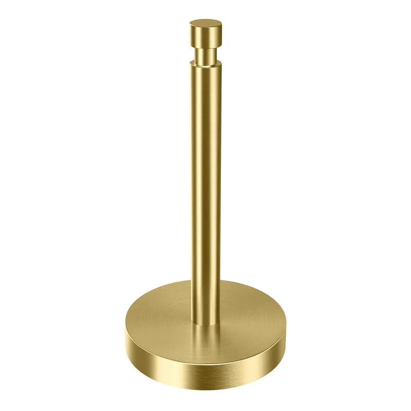 YUMORE Paper Towel Holder Countertop, Paper Towel Holder with Weighted Base Non Slip, Standing Paper Towel Roll Holder for Kitchen Bathroom, Stainles Steel (Gold)