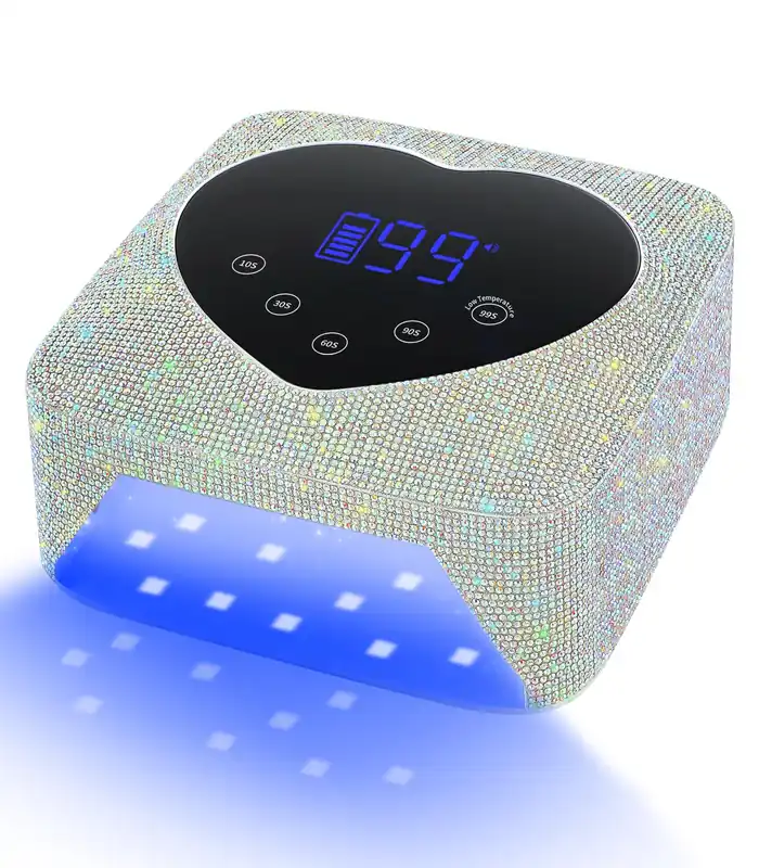 HUGMAPLE Cordless UV Nail Lamp for Gel Nails 72W, Rechargeable Diamond LED Nail Dryer with 5 Timer Setting, Touch Control & Auto Sensor, Fast Nail Light Curing Lamp for Salon & Home