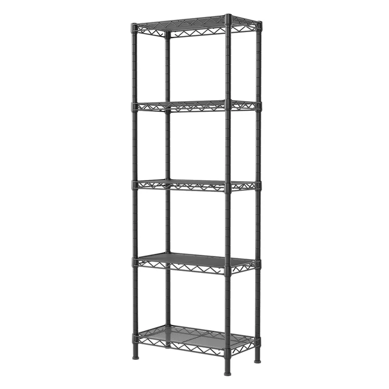 SINGAYE Metal Shelves Wire Shelving:Storage Rack Standing Units Shelf for Kitchen Laundry Bathroom Closet Organizers Pantry Narrow Mesh Adjustable 10" D x 16" W x 55" H Black