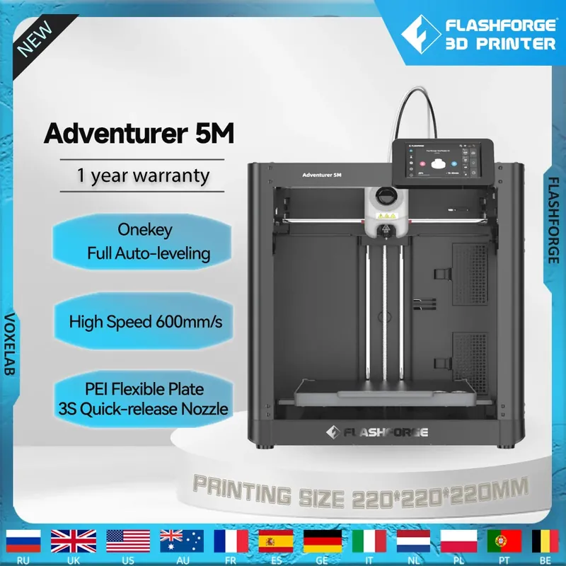 Flashforge Adventurer 5M 3d Printer High Speed Full-auto Leveling Direct Extruder