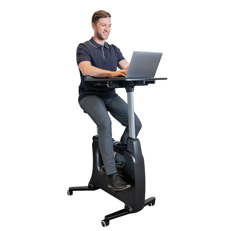 FLEXISPOT Exercise Bike with 2D Desktop, Space Saving Under Desk Bike with Removable Desk, Stationary Bikes Indoor Cycling Bikes with 8 Level Resistance Upgraded Max Flywheel LCD Tracking, V9-Max Black